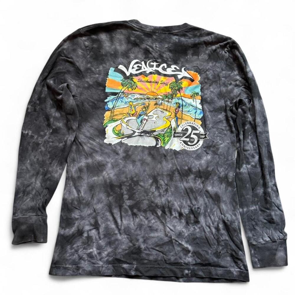 Venice Skateboarding 90s Grunge Skate Black Grey Tie-Dye Graphic LS Shirt — S/M - Picture 4 of 5